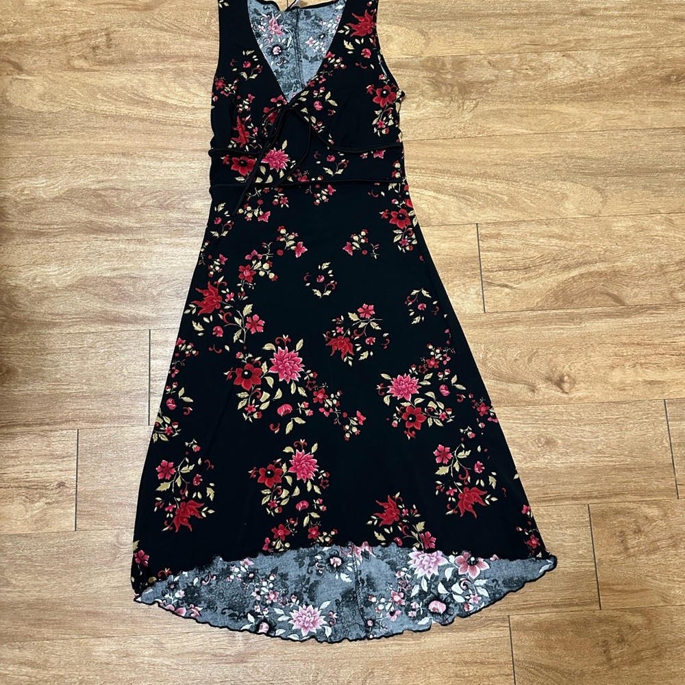 Chic Black Floral High Low Dress